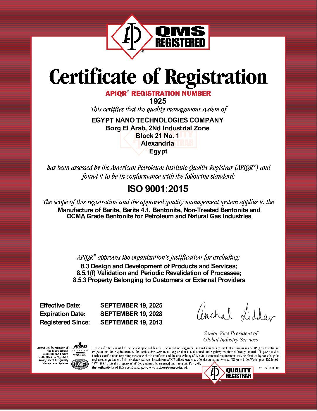 ISO certification