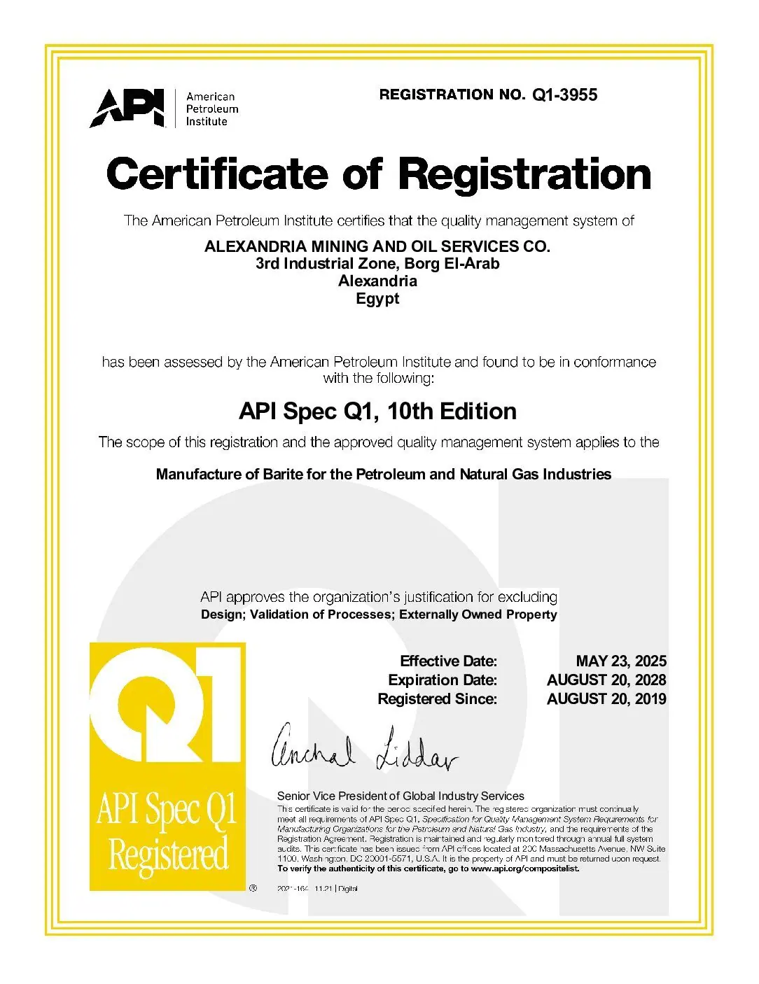 API licence Q1-3955