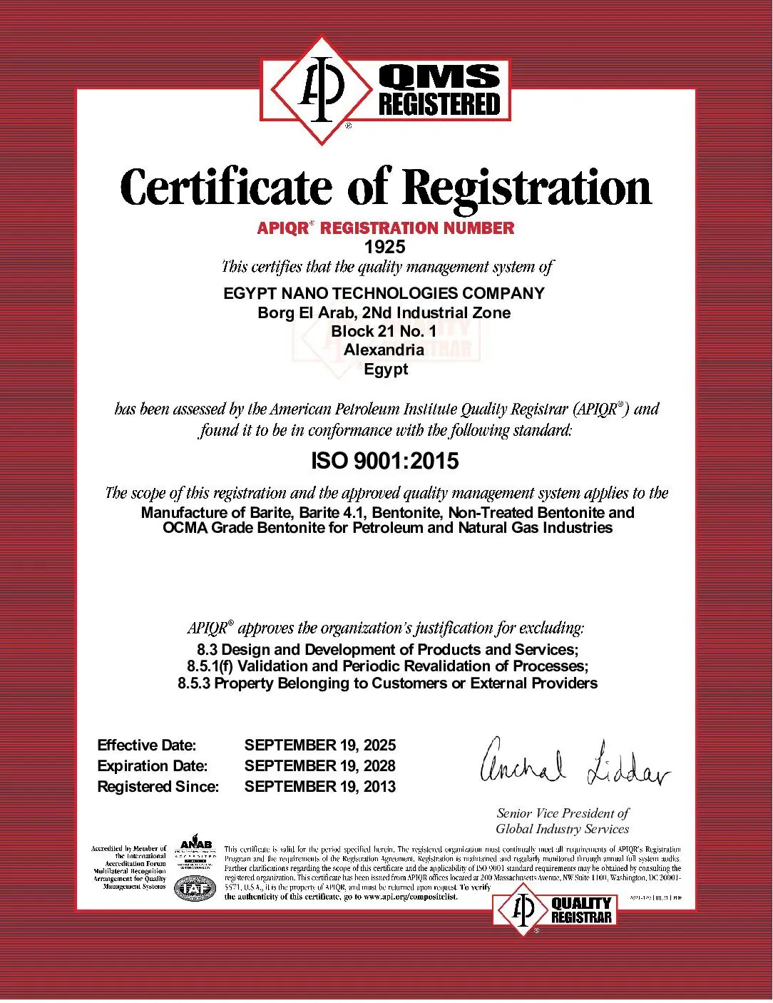 ISO certification